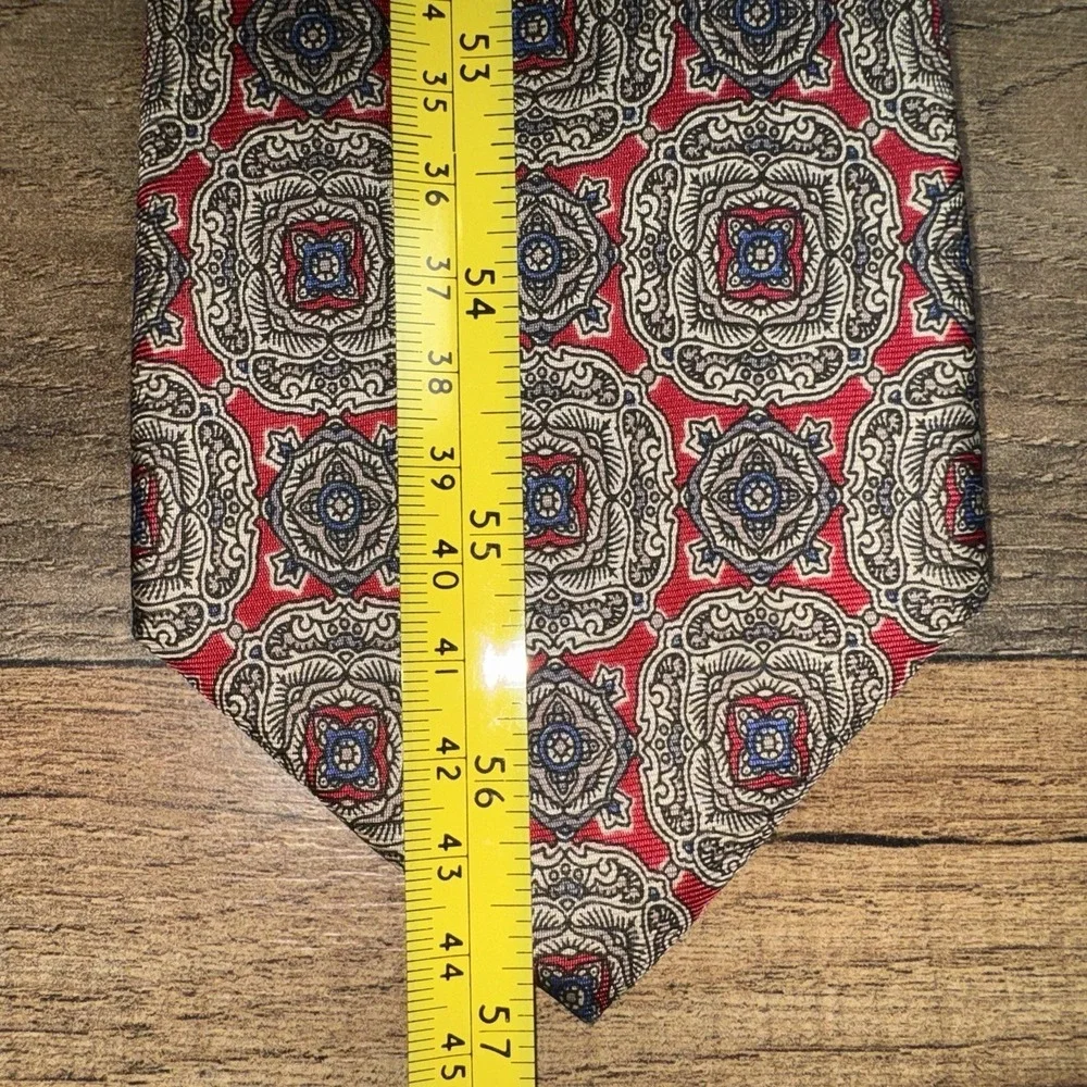 Christian Dior Monsieur Silk Tie Red Blue Geometric Made In USA